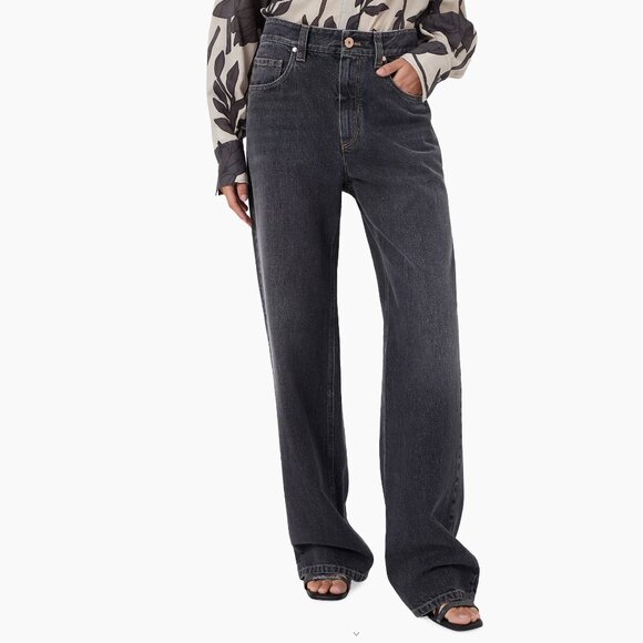 Brunello Cucinelli Denim - Brunello Cucinelli Monili Tab Jeans Black Denim Relaxed Size 12 New Tag $1,895